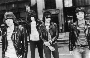 ramones2 Leather jackets and jeans combined with big silver chains and zippers.