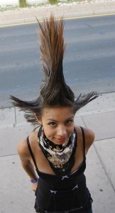 Tori from the Casualties sports a trihawk. Her version doesn't require any shaving - just a lot of product!